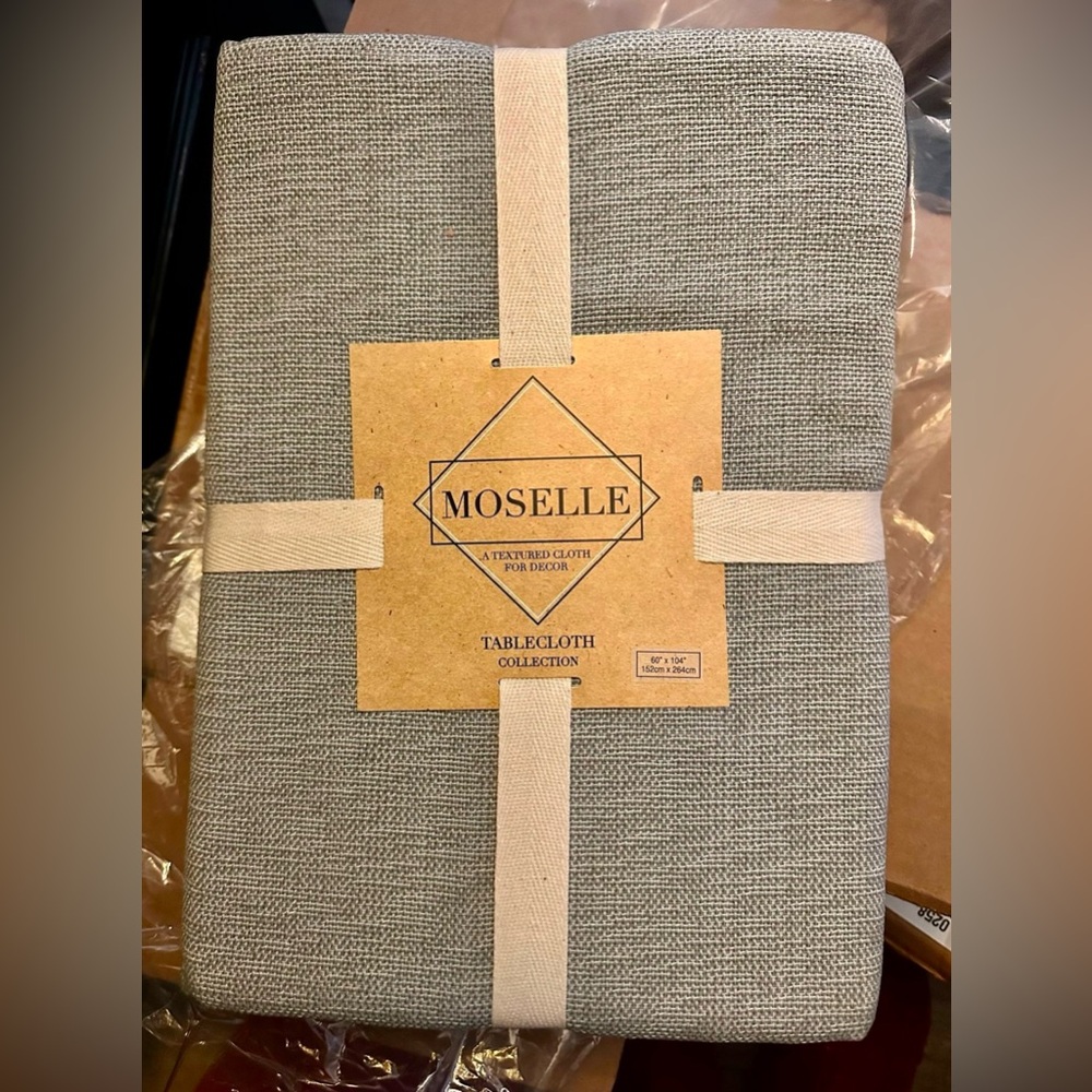 60” x 104” Tablecloth by Moselle, Steel Grey Thick, Large, Brand New
